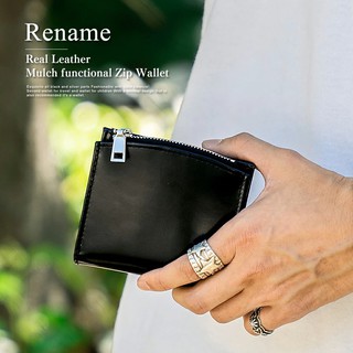 日本 Rename 真皮 口袋型 皮夾 短夾 零錢包 代購 錢包 信用卡夾 名片夾 拉鍊夾 證件夾 隨身 黑