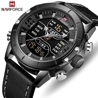 領翔NAVIFORCE手錶頂級品牌豪華模擬數字雙顯示屏男士手錶男士時尚運動石英腕錶懷錶