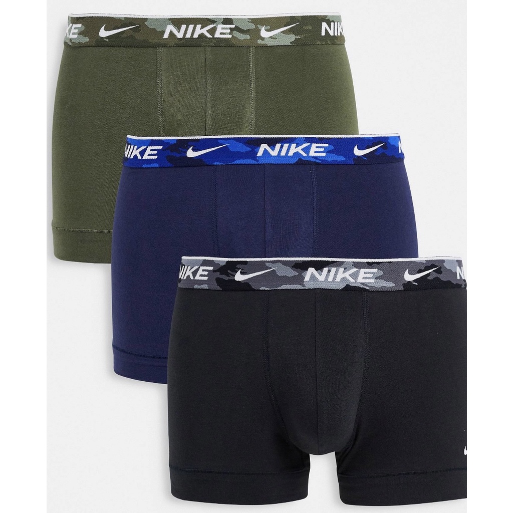 Nike 耐吉 棉質內褲 黑色+海軍深藍+陸軍草綠三色迷彩腰帶款一盒3件裝 百分百原裝正品全新現貨