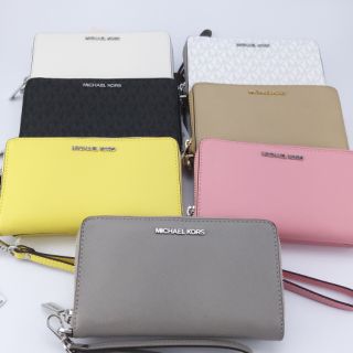出清【Michael Kors MK】100%真品粉色 大象灰 滿版黑 中長夾 大手拿包 手機包 手腕包 萬用包