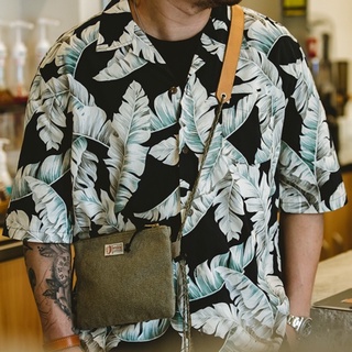 馬登工裝 美式復古 Aloha Shirt 夏威夷芭蕉葉短袖襯衫 五分袖沙灘度假印花襯衫男