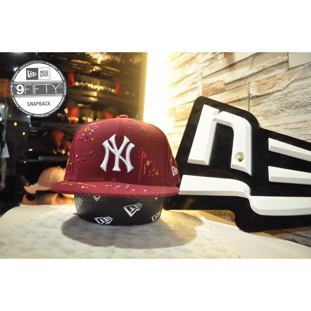 New Era MLB Coopers Town NY Yankees 復古洋基調色盤油漆酒紅色可調式棒球帽9Fifty