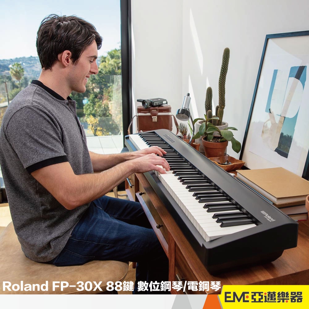 Roland FP-30X 88鍵 數位鋼琴/電鋼琴 黑色 亞邁樂器 /不含琴架 附延音踏板 藍牙 USB介面
