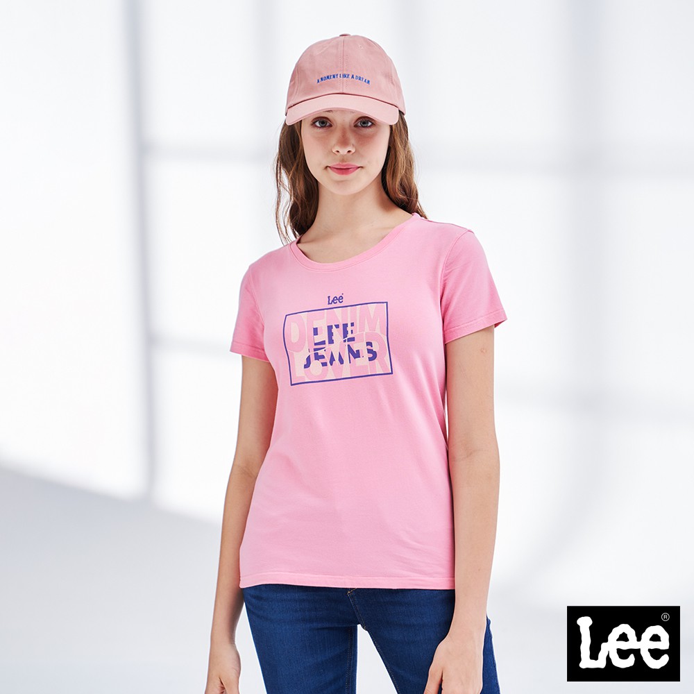 Lee Denim Lover文字短袖T恤 女 Modern 粉紅LL210163ASK