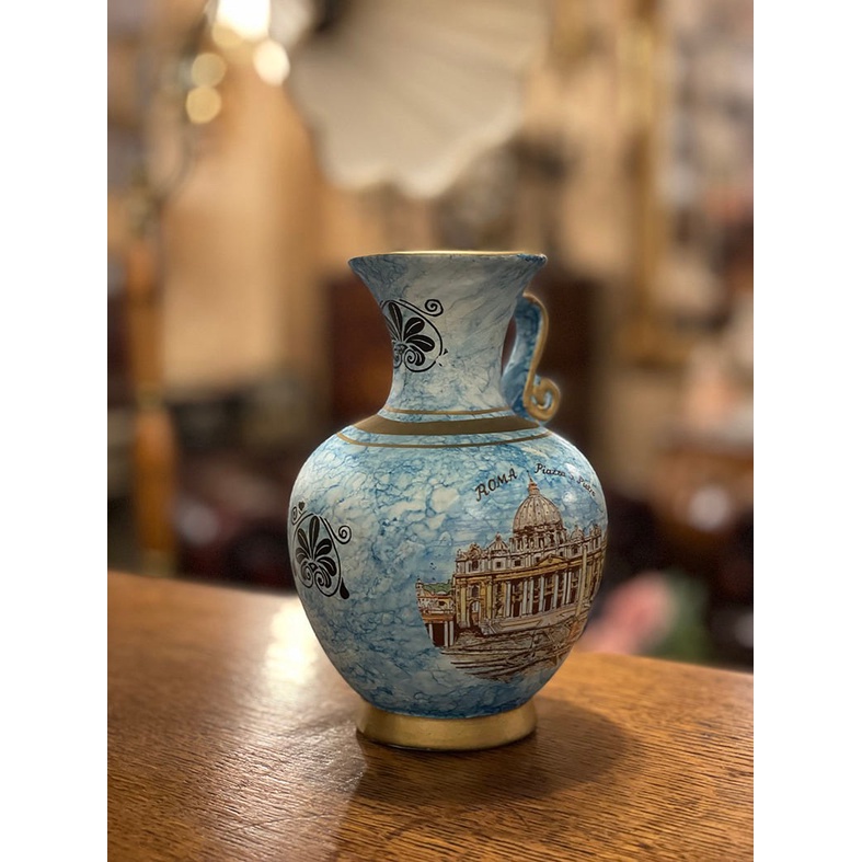 #19世紀 希臘手工手繪羅馬古蹟陶瓷花瓶  #922040