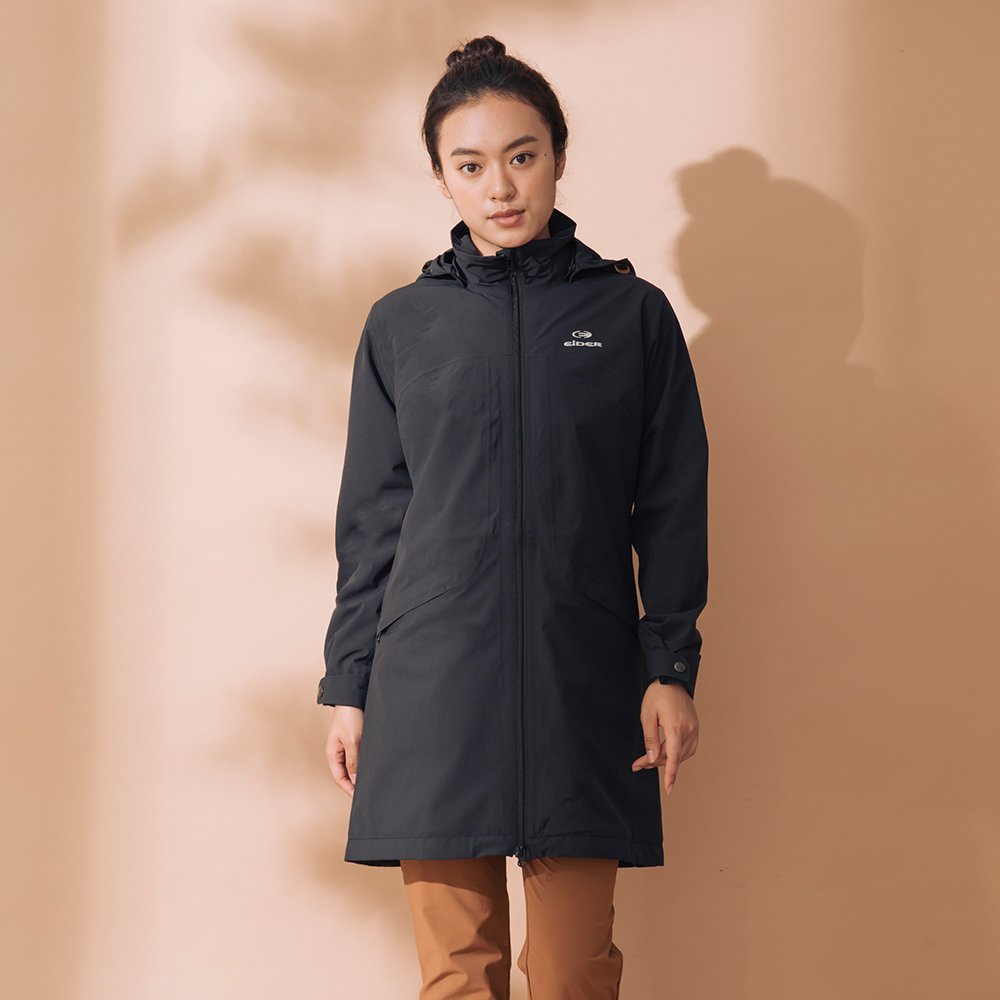 法國【EiDER】女多功能防水透氣連帽外套/9EIV2911-黑/紅