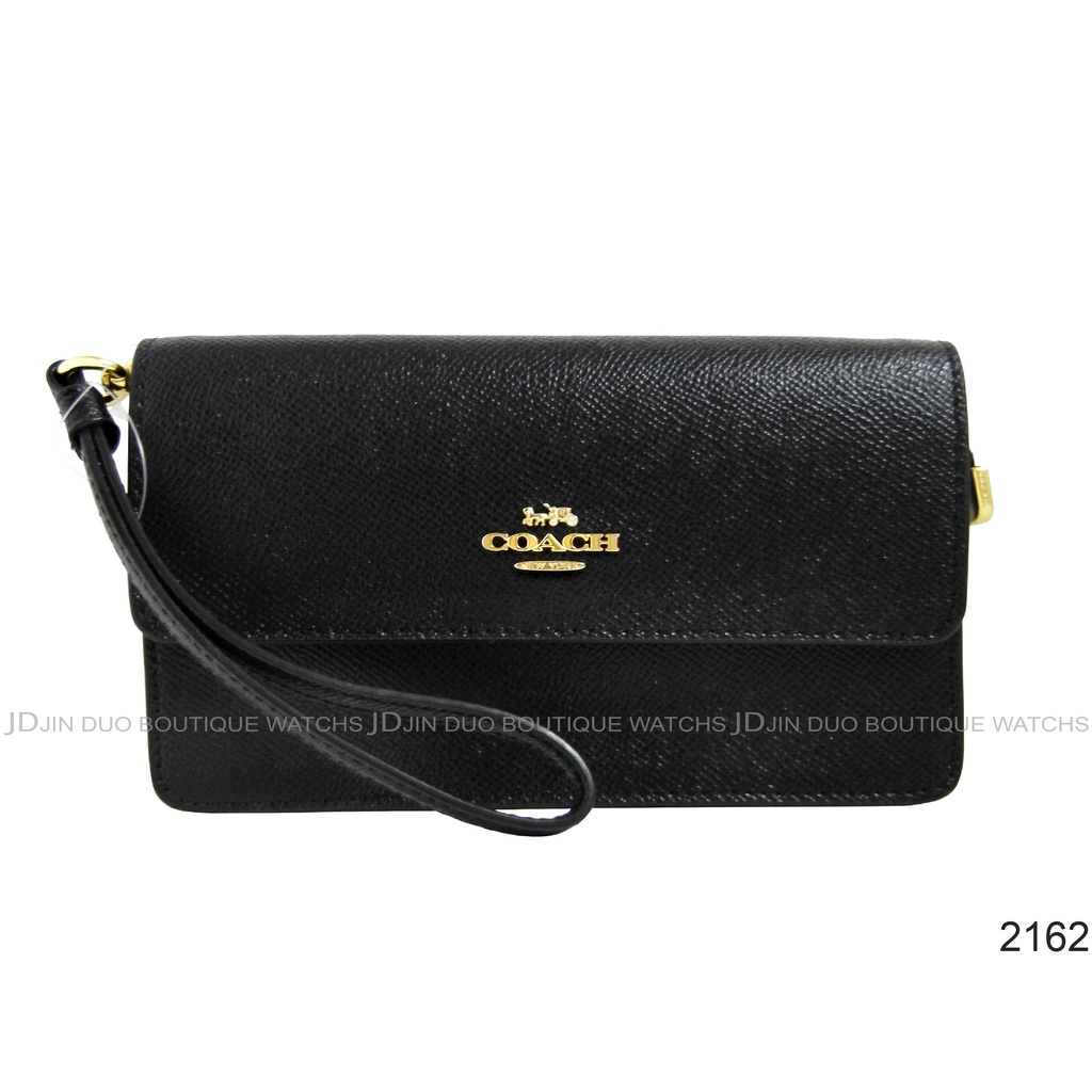 金鐸精品~2162 COACH F73793 黑色皮革紋小手拿包 手機包 全新品