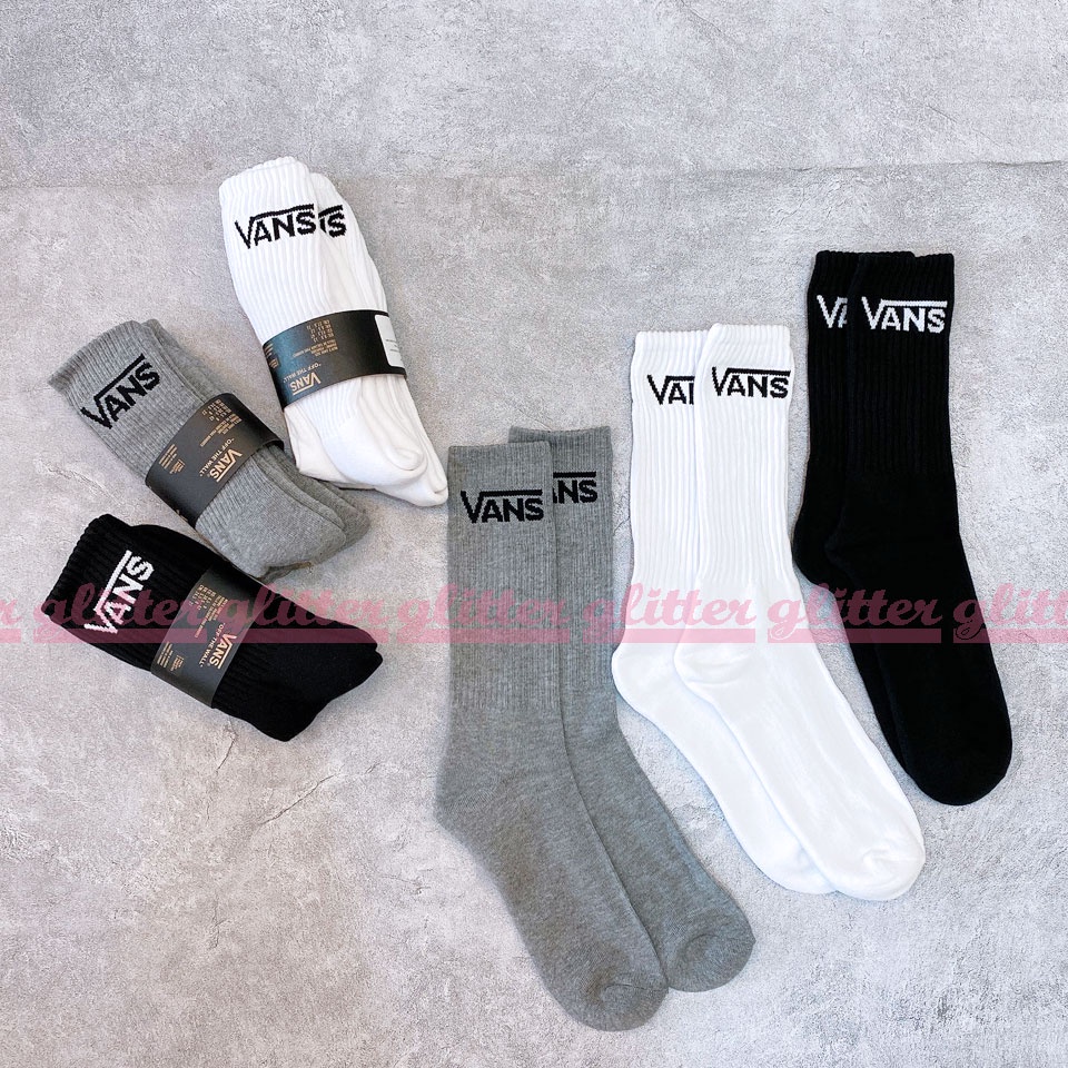 glitter。Vans 基本款 中筒襪 長襪 襪子 黑色 白色 灰色 男女適用