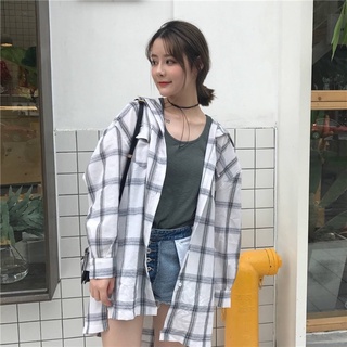 白格子長版襯衫（二手）