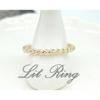【Lit Ring】簡約金色單麻花戒指。質感 浪漫 編織 麻花 螺旋 雕刻花紋 氣質 百搭 基本款 戒指 飾品 首飾
