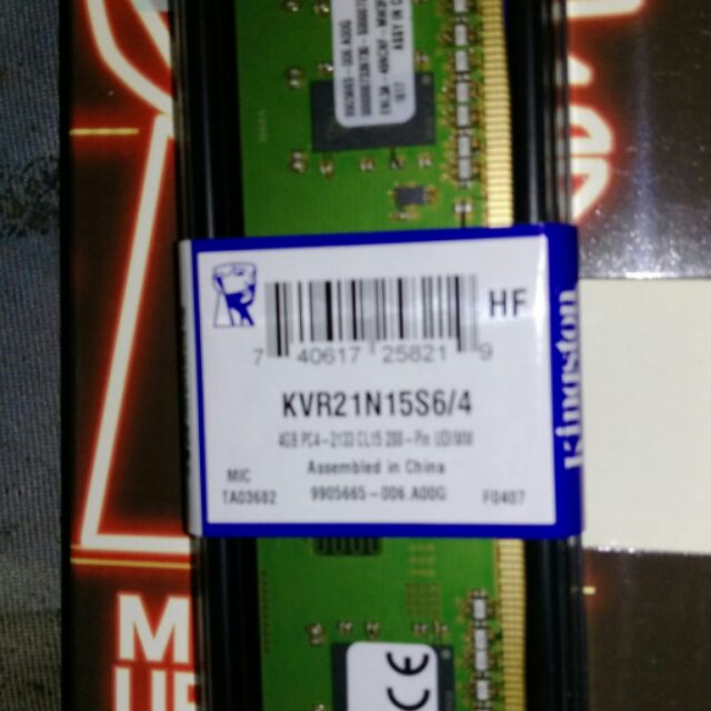 金士頓 DDR4 2133 4G 記憶體 KVR21N15S6/4