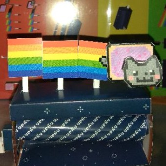 彩虹貓 可動版 立體紙模型 手工 DIY 3D 摺紙 折紙 折一折 紙製品 動漫 ACG
