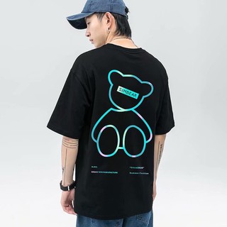 反光 短袖 T恤男 寬鬆印花港風ins情侶裝潮牌夜光獨角獸半袖上衣（VT63）【壹號站】