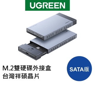 綠聯 M.2雙硬碟外接盒 臺灣祥碩晶片 10Gbps USB3.1 Gen2 4種RAID模式 鋁合金SATA版
