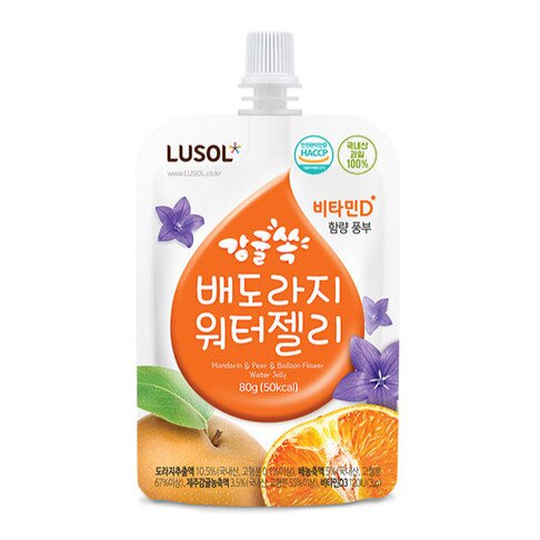 韓國 LUSOL 桔梨橘子果凍 幼兒果凍 80g 50kcal  適用年齡：12個月以上【金龜車】