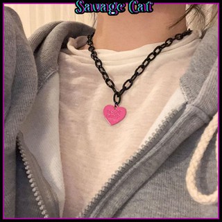 【Savage Cat】原宿風 項鏈 頸鏈 鎖骨鏈 設計感 撞色 毛衣鏈 愛心 吊墜 甜美 可愛 少女心 個性 時尚 潮