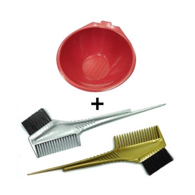 KatyShop✨染髮專用工具 專業 有刻度 有柄紅色染碗 + 雙頭染髮梳 組合