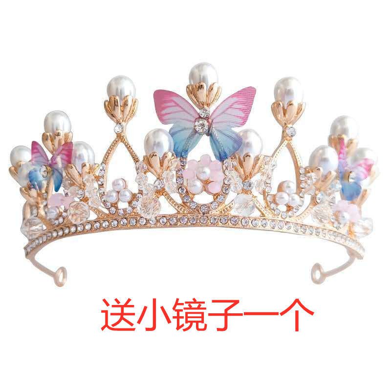 兒童皇冠頭飾花童手工女孩生日蝴蝶髮飾王冠表演髮箍公主禮服配飾 蝦皮購物