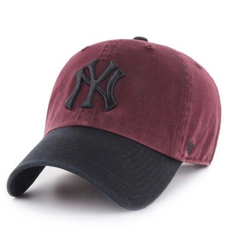 現貨［47 Brand] mlb紐約洋基棒球帽 老帽 撞色限定款 勃根地酒紅