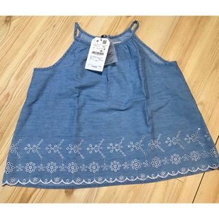 ZARA 刺繡牛仔布上衣（短版 11-12歲 152cm)全新只有1件，原價$650