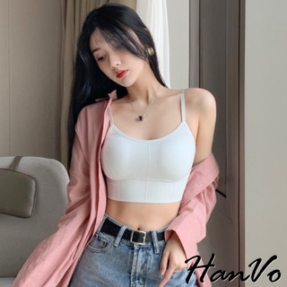 【HanVo】新款3D修身美背小可愛 性感可調細肩帶彈性挖背背心 附可拆式胸墊 休閒瑜珈內衣 女生衣著 A09-5028