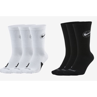 NIKE CREW EVERYDAY男女款 舒適 襪子 三雙入 籃球襪 白DA2123-100 黑010