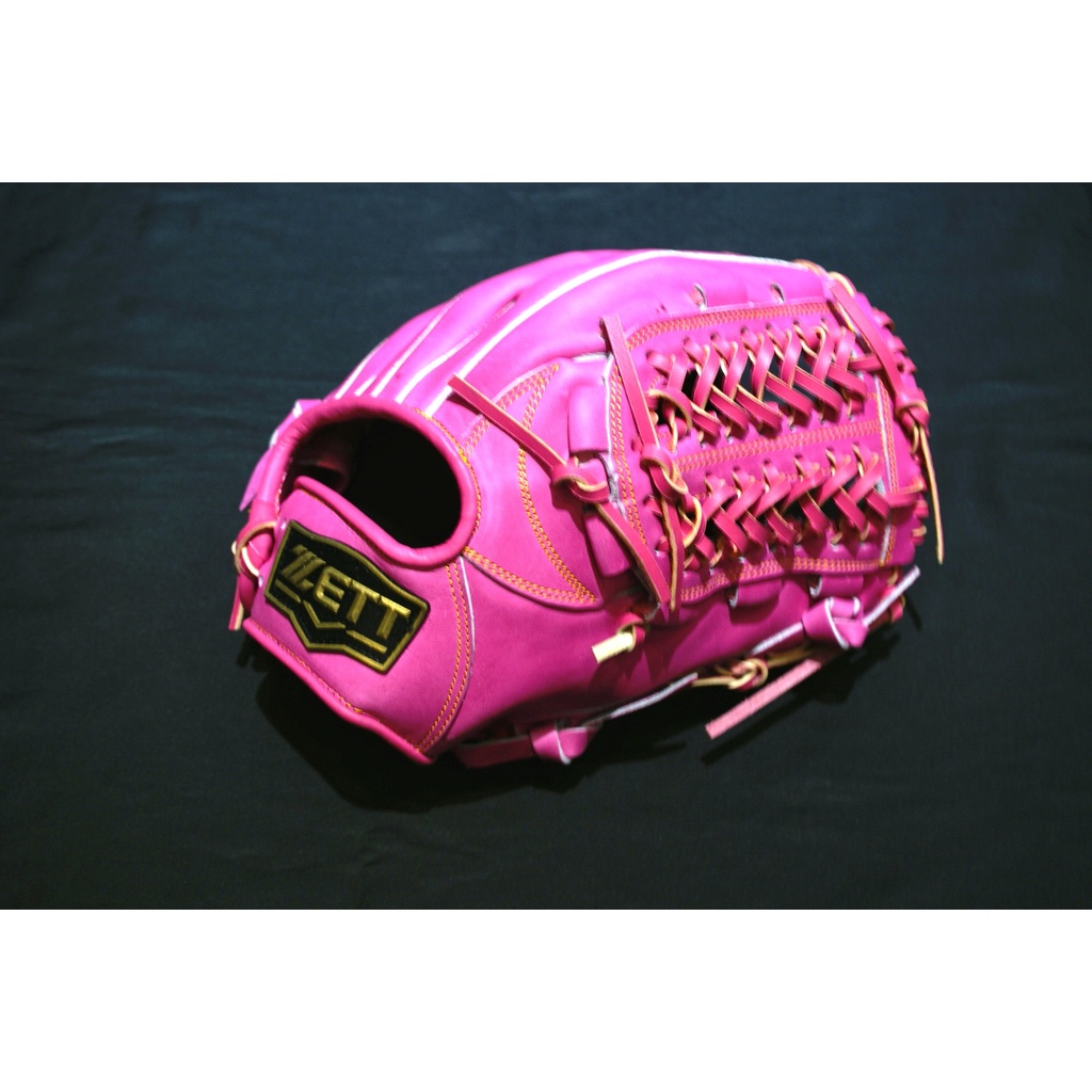 ZETT SPECIAL ORDER 訂製款棒壘球手套特價內野網L7檔12吋粉紅色