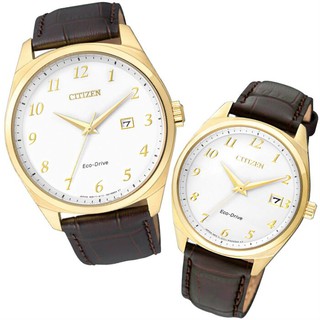 CITIZEN 星辰錶 ( BM7322-06A+EO1172-05A ) 簡約光動能日期腕錶 /白面 42+35mm