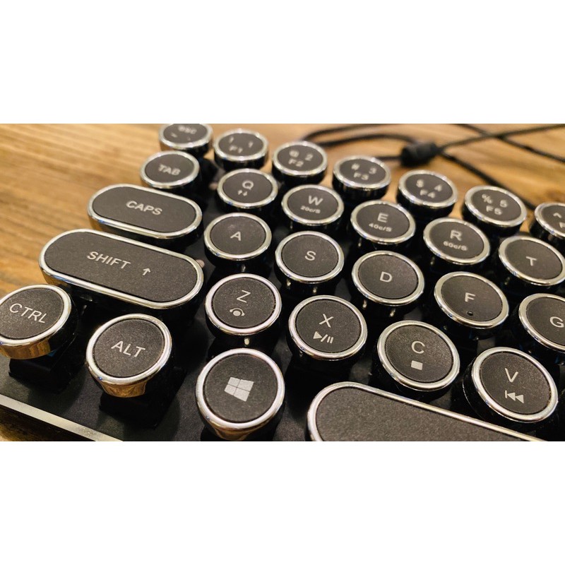 二手雷斯特 Lexking LKB-7130 迷你機械式復古打字機鍵盤 假掰 文青風 復古鍵盤 耀眼黑