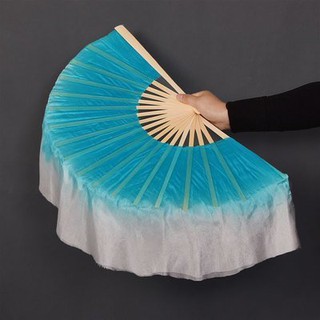 🌹手舞足蹈舞蹈用品🌹湖藍色倒染真絲短飄扇/秧歌扇/舞蹈扇/每支$180元