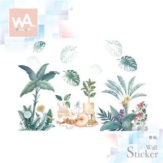 Wall Art 臺中門市現貨 無痕設計壁貼 防水貼紙 桌布佈置 花草 北歐 手繪 貓咪 蕨葉 植物 清新 9389