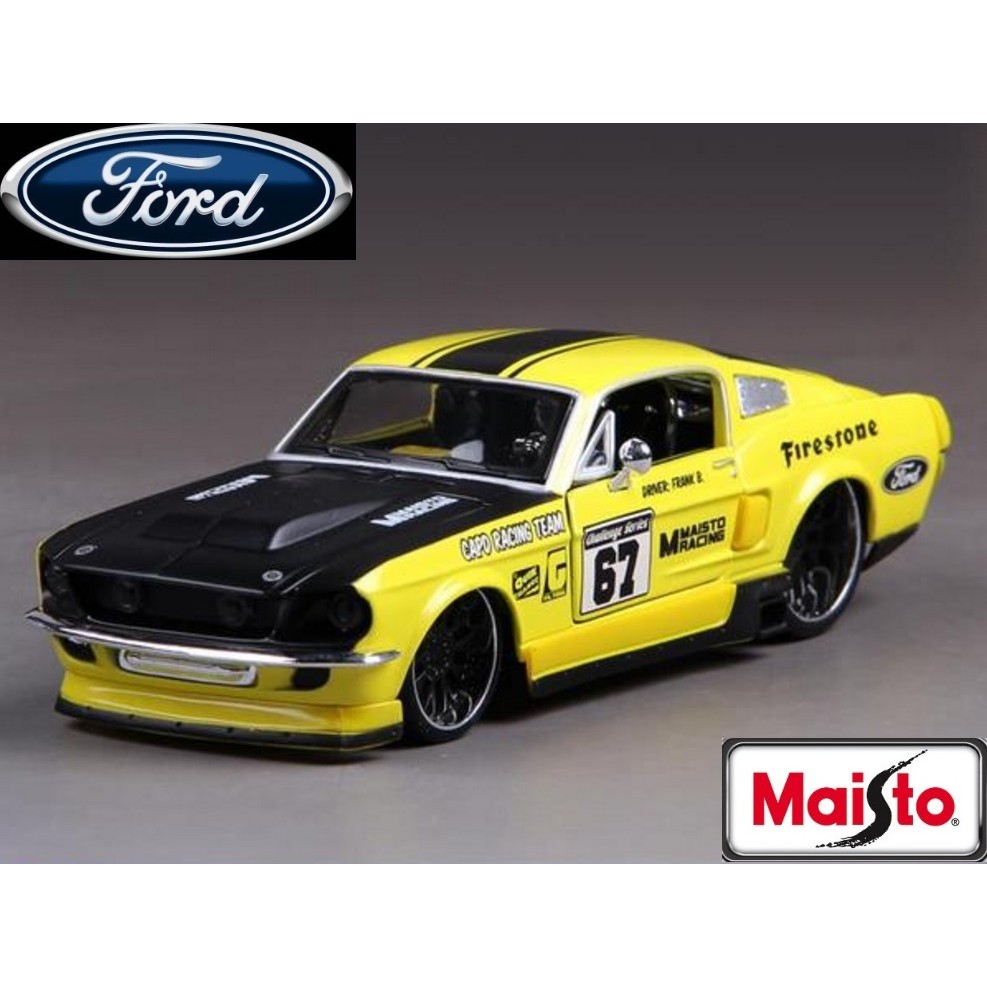 【福特汽車模型】1967年 福特野馬 Ford Mustang GT 黃色 美馳圖 Maisto 1/24精品車模