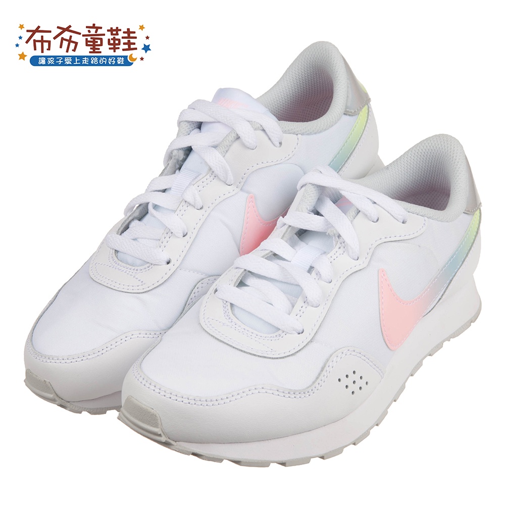 【NIKE】MD VALIANT皮革網布白彩色大童成人運動鞋｜23~25公分｜P1K100M｜布布童鞋