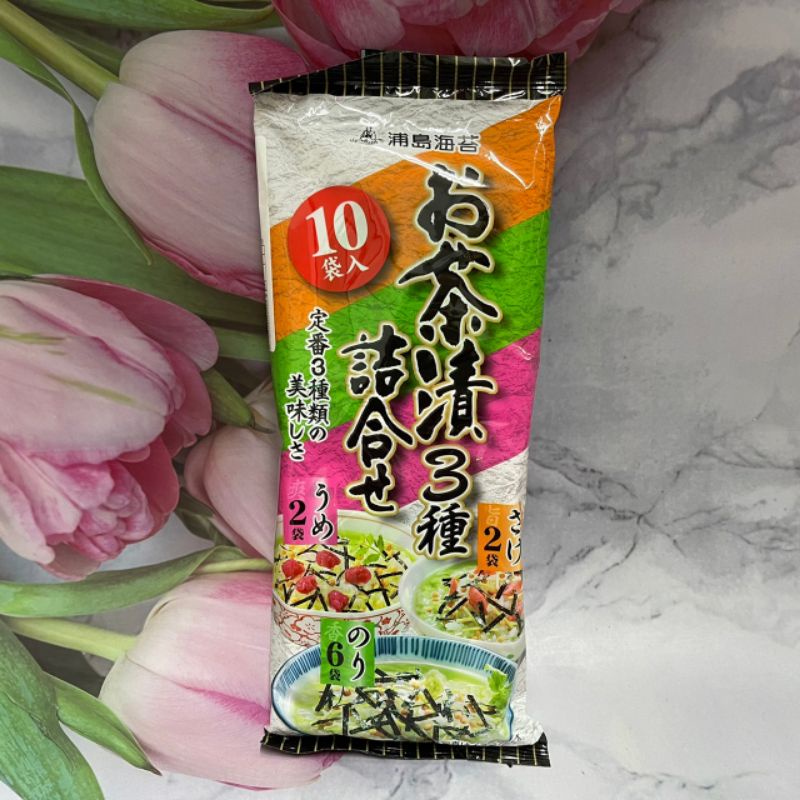 日本 蒲島海苔 3種綜合茶漬 茶泡飯 10袋入 鮭魚/梅味/海苔