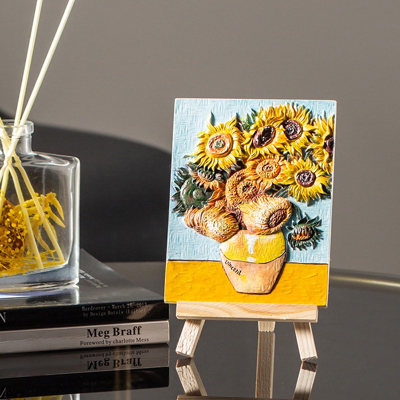 玩作數字油畫梵高星空向日葵手繪畫DIY禮品桌面擺件零基礎丙烯畫