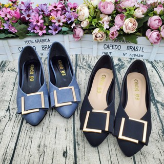 M.M.D SHOES 熱銷百搭🔝韓風 尖頭平底包鞋 時尚大方釦 MIT製 平底鞋 上班穿搭 臺灣出貨