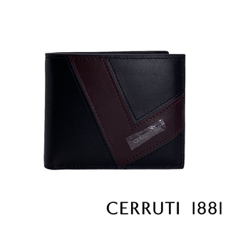 【Cerruti 1881】頂級 義大利 小牛皮 男用短夾 8卡 短夾 ANTON系列(黑色 CEPU05095M)