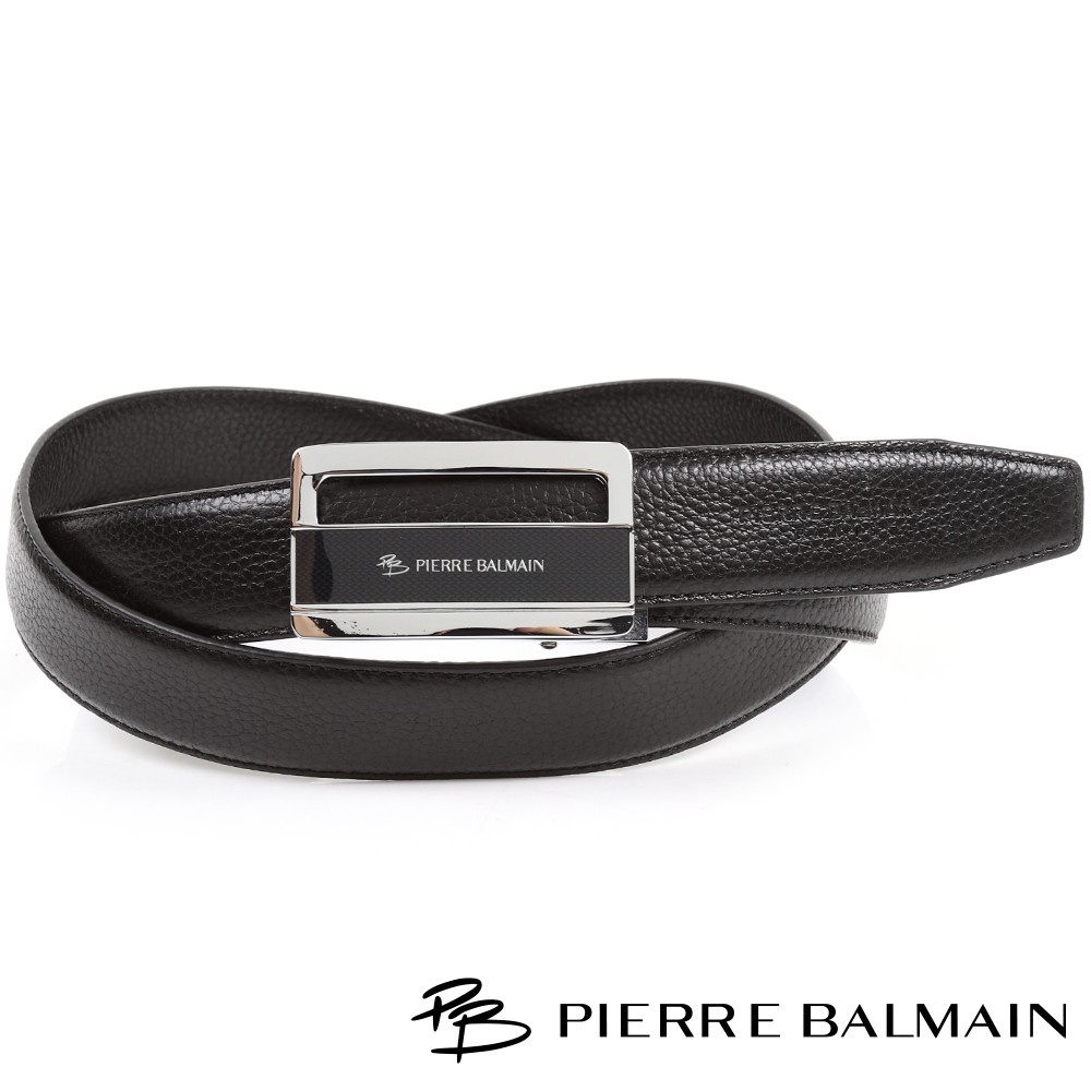 【PB皮爾帕門】時尚經典紳士頭層牛皮自動扣皮帶A57P71008F黑色