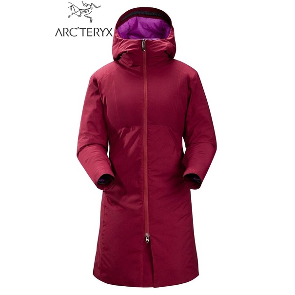 【台灣黑熊】ARC'TERYX 始祖鳥 Sylva Parka 女款 防風保暖長外套 連帽長大衣 9486 甜紅梅