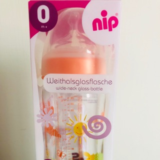 全新 可議價 nip德國寬口徑防脹氣拇指型玻璃奶瓶240ml