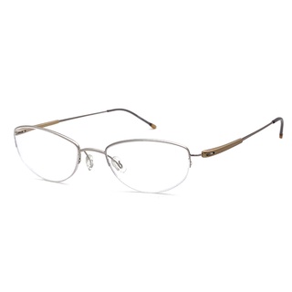 光學眼鏡 知名眼鏡行 (回饋價) -純鈦+記憶金屬鏡腳鏡架 銀色半框光學眼鏡 配近視眼鏡(橢圓框/半框)15241