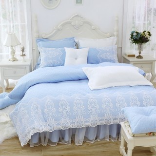 雙人鋪棉床罩組 簡約風情 北歐 簡約 蕾絲床罩組 兩用被床罩組 鋪棉兩用被床罩組 藍色