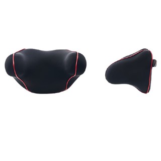 權世界 汽車用品 OMyCar 睡眠專用枕 記憶棉冰絲布紓壓頭枕 超柔軟透氣舒適 頸靠墊 黑色紅邊 AA130092