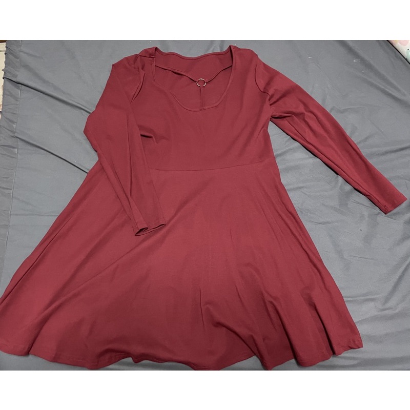 酒紅色洋裝 大尺碼 44～50吋 腰圍 4L以下