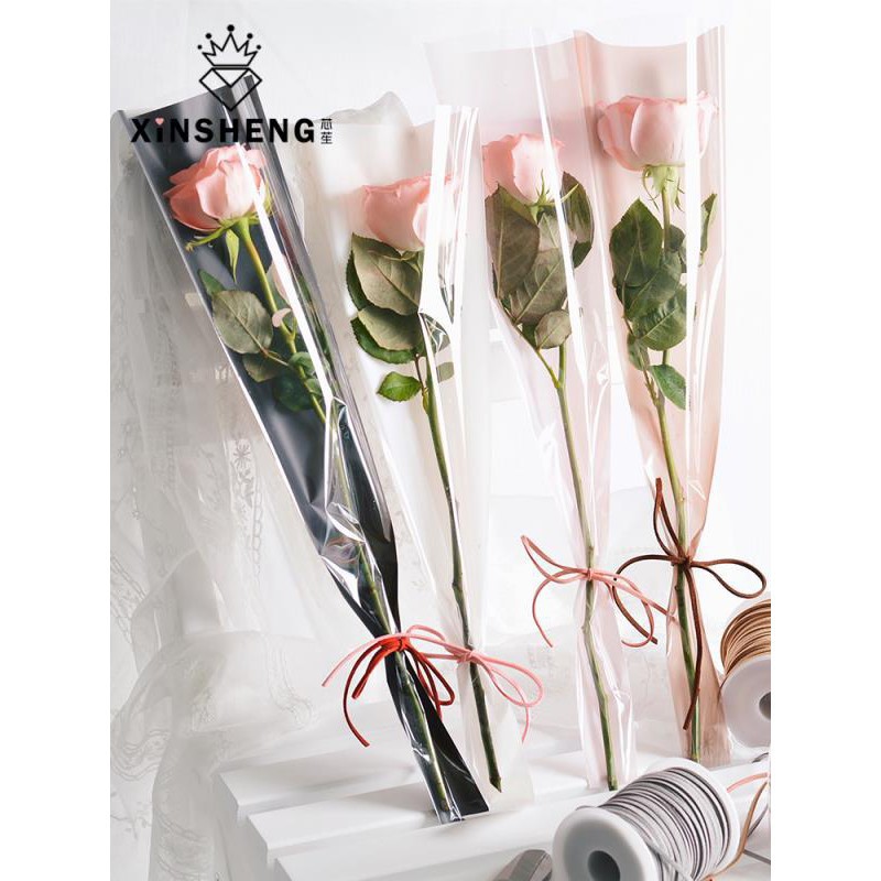 百城商品 單只玫瑰花包裝袋opp霧面透明袋單枝花束鮮花包裝紙材料塑料 蝦皮購物