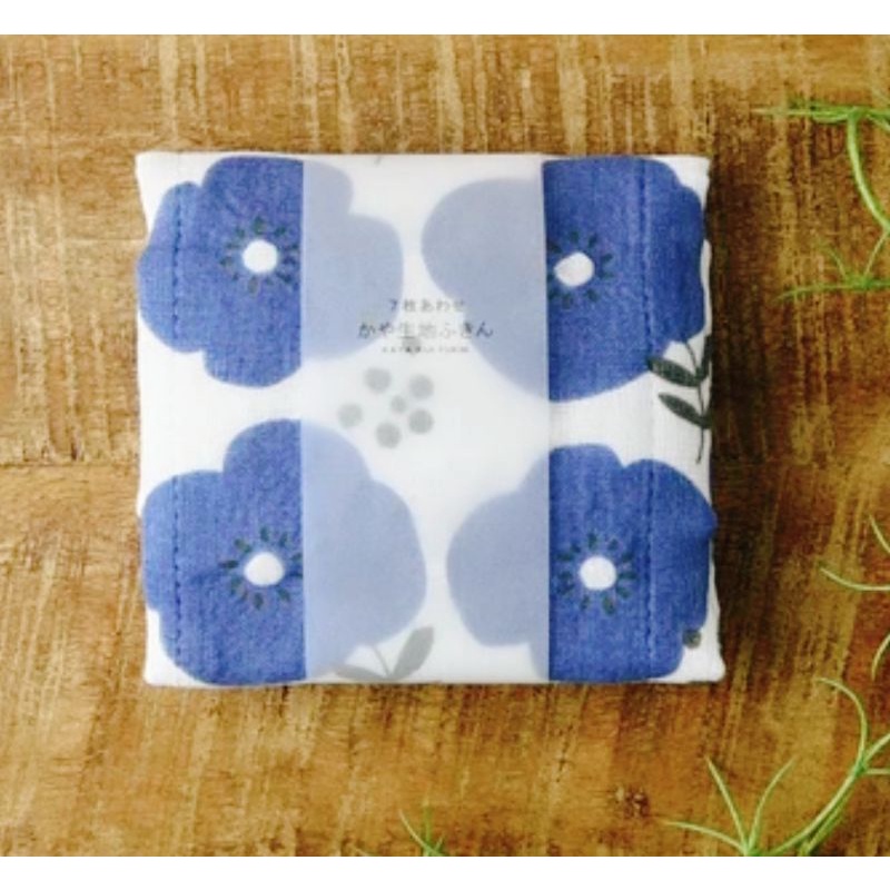 加婭布織物毛巾清潔布--海軍藍花、茶壺紫、茶壺橘[日本製造]（現貨）