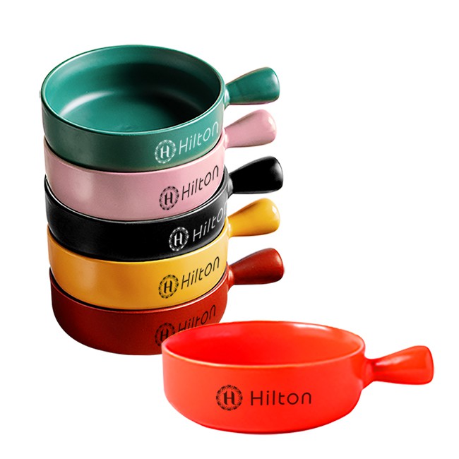 Hilton希爾頓皇家經典INS單柄焗烤碗 餐盤(顏色隨機)((K0087-A)