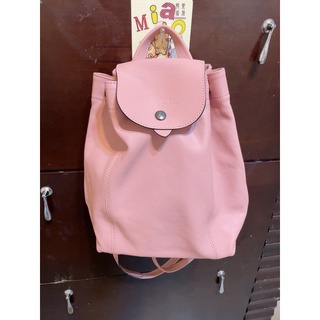 Longchamp LE PLIAGE CUIR系列小羊皮中款古董粉後揹包