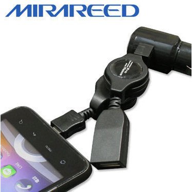 【PM-652】日本 MIRAREED 點煙器USB+microUSB 雙頭伸縮捲線(70cm)手機 充電器