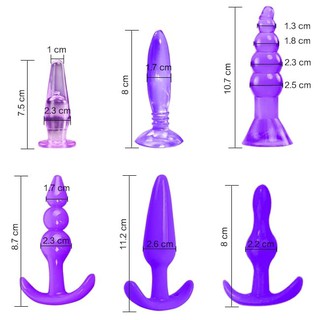 【現貨供應】男女情趣用品 後庭塞 Anal plug 享樂套裝 - 水晶果凍軟膠庭肛門塞組 初級入門型六件組 後庭潤滑液